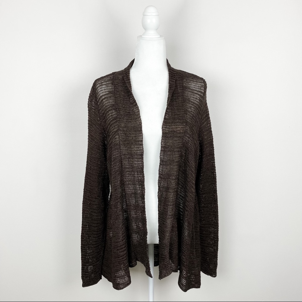 Eileen Fisher Brown Size 1X Open Knit Open Front Cardigan